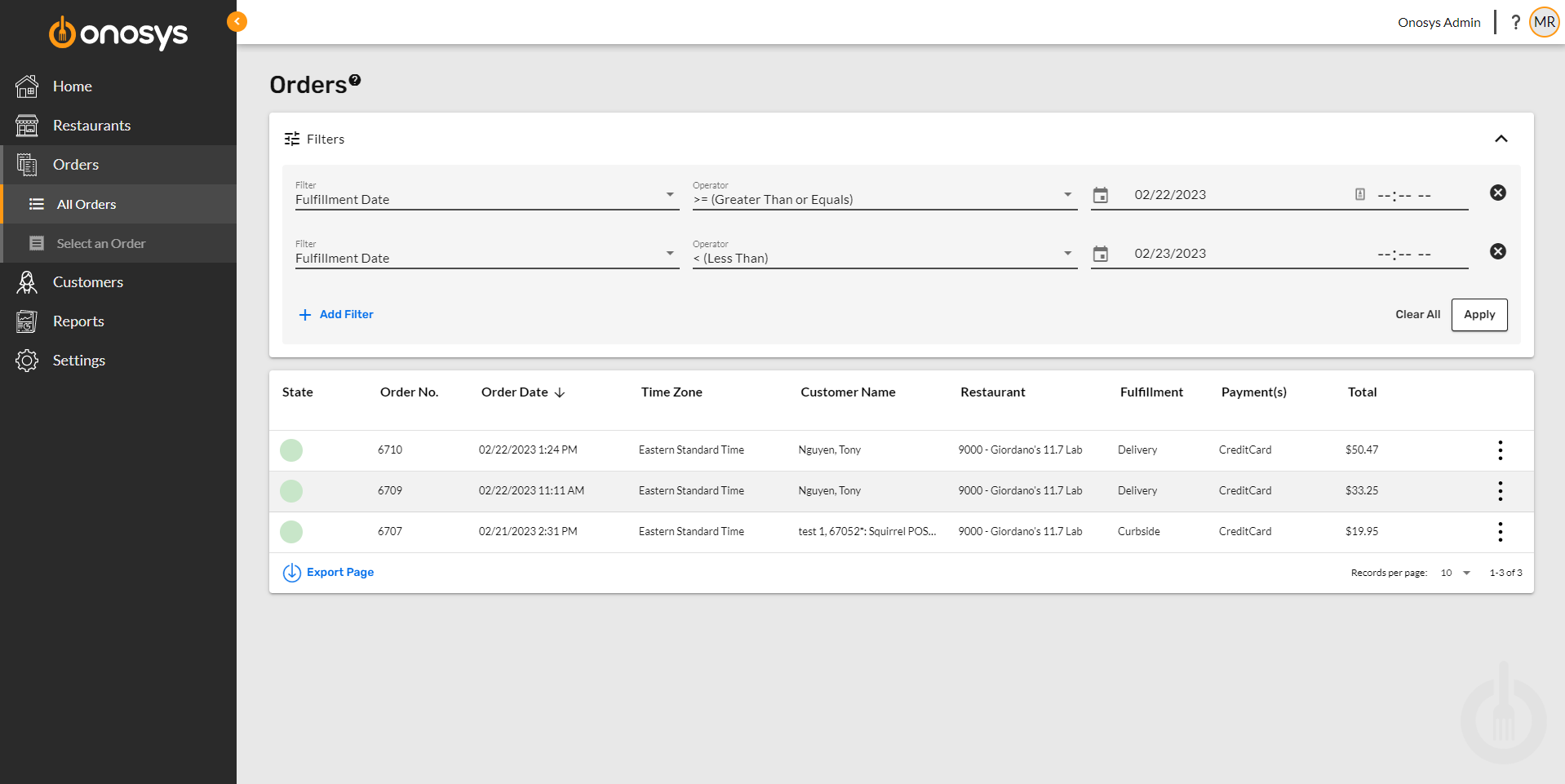 Order Filters - View All Orders to be Fulfilled on a Specific Date – Onosys