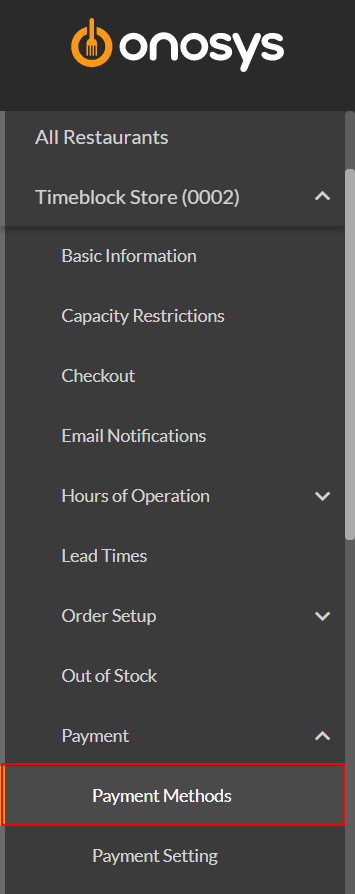 Create a Payment Method – Onosys