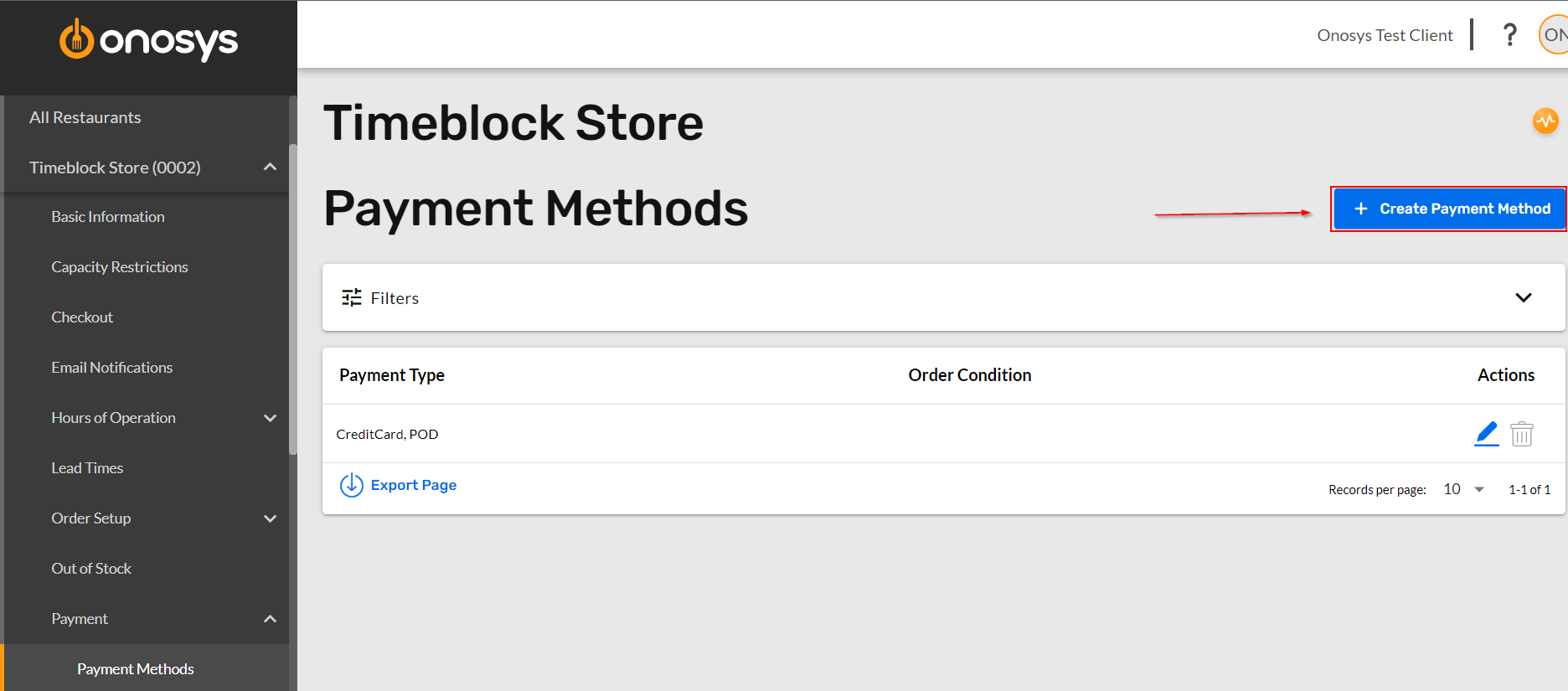 Create a Payment Method – Onosys