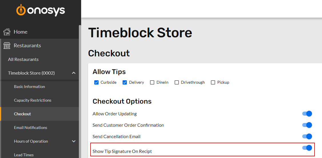 Enable Tip Signature Lines on Receipts – Onosys